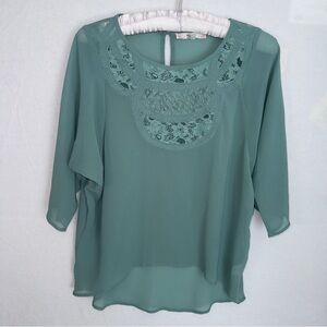 Mint Green High Low Lace Front Boho Top